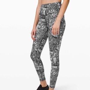 Lululemon Wunder Train High-Rise Tight 25" Tear It Up Alpine White Black size 4